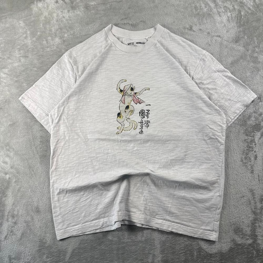 Uniqlo UT x MF Boston Ukiyo-e T-Shirt Men’s XL White Japanese Cat Graphic